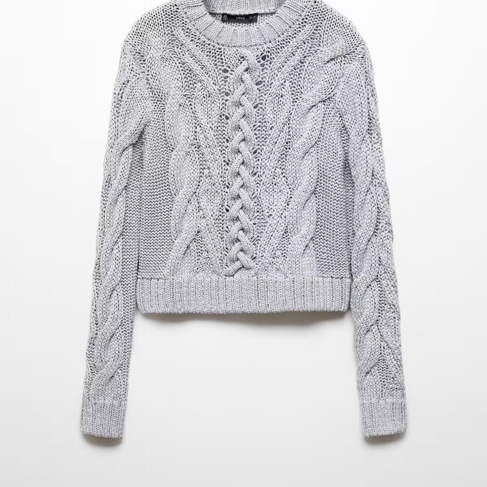 MANGO NWT Metallic Braided knitted sweater